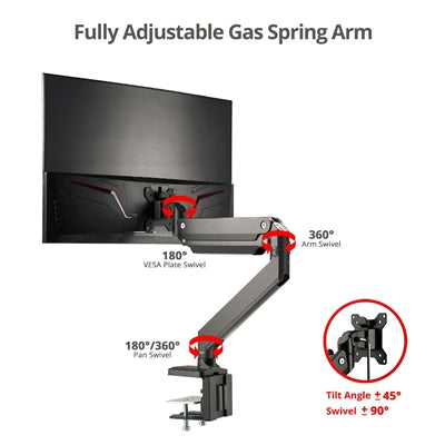 Single Gas Spring Desk Mount