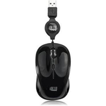 Retractable Cord Mouse Black